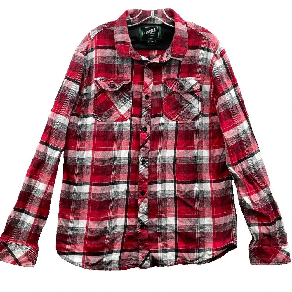 VTG O'Neill Flannel Shirt Men's Large Red Skate Surf Workwear Gorpcore Y2k Cabin